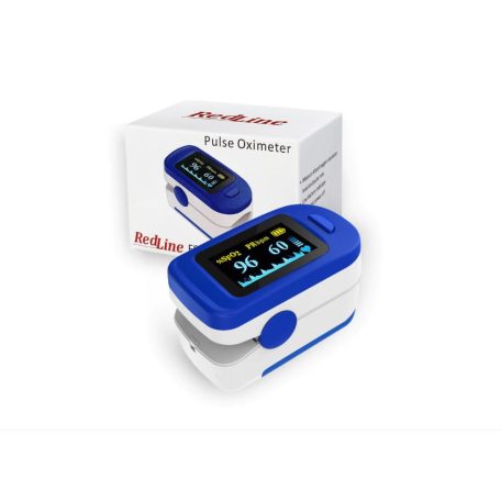 Pulzoximéter Redline FS20C, és pulzus mérő, OLED kijelző, felbontása 128*64, Kék/Fehér pulzoximéter