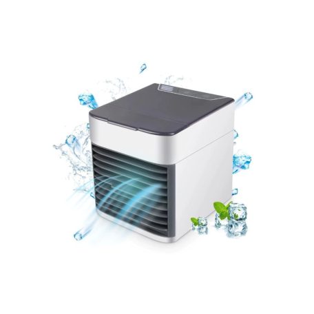 Artic Air hordozható mini léghűtő, 3 teljesítményfokozat, állítható levegőirány, 7 színű LED lámpa, USB csatlakozás, fehér/szürke