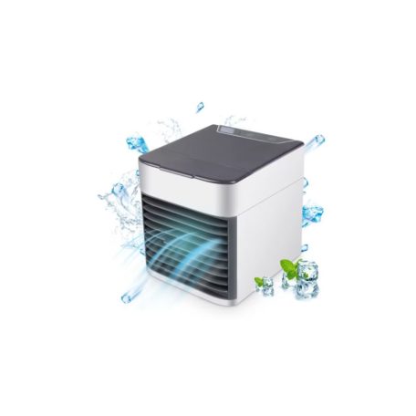 Artic Air Mini hordozható léghűtő, ARCTIC AIR COOLER DK-7048, 3 funkció (hűtés, párásítás, levegőtisztítás), 7 színes LED-es fény, USB-tápellátás, fehér