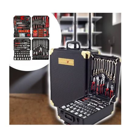 SWISS CRAFT Flinke szerszámkészlet 386 részes húzható fém szerszámos börönddel 386 részes racsnis szerszámkészlet, kofferrel