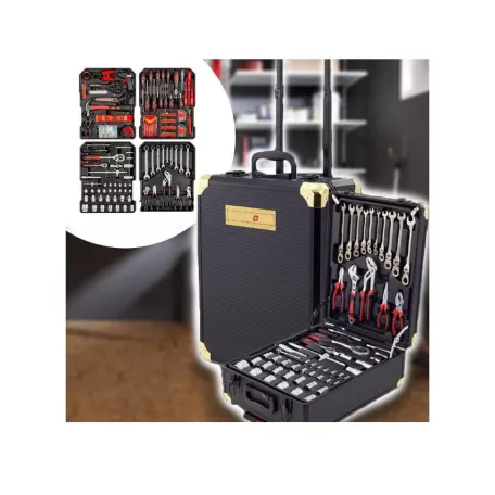 SWISS CRAFT Flinke szerszámkészlet 600 részes húzható fém szerszámos börönddel fl608tr / Flinke 608 részes racsnis szerszámkészlet, kofferrel