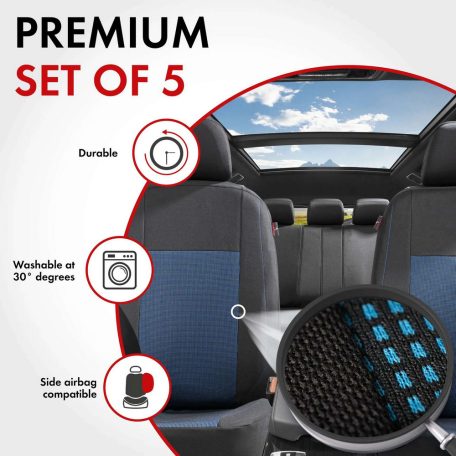 Üléshuzat garnitúra - ARDWELL - fekete-kék - WALSER