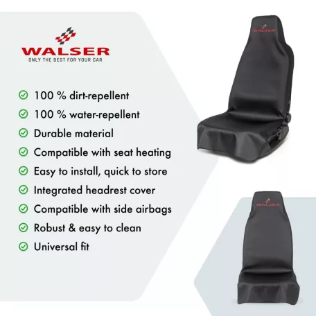 Ülésvédő huzat első ülésre 2 db PROTECTOR - fekete - WALSER
