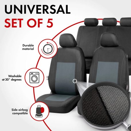 Üléshuzat garnitúra - SANDRAY - fekete-szürke - WALSER