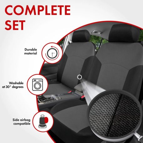Üléshuzat garnitúra - PORTLAND - fekete-szürke - WALSER