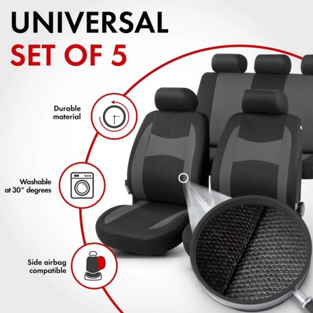 Üléshuzat garnitúra - FAIRMONT - fekete-szürke - WALSER