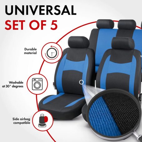 Üléshuzat garnitúra - FAIRMONT - fekete-kék - WALSER