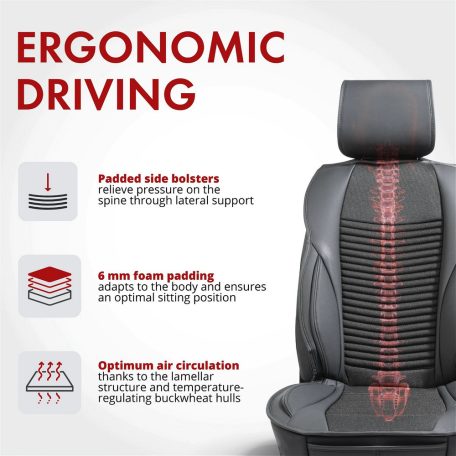 Ülésvédő - ergonomikus - MAX - fekete - WALSER