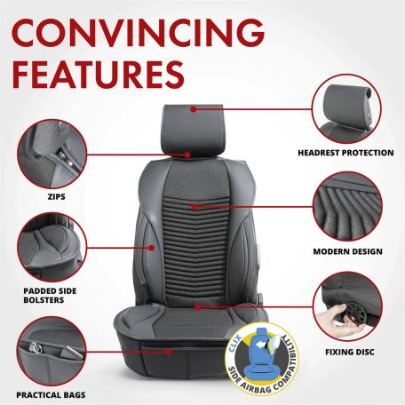 Ülésvédő - ergonomikus - MAX - fekete - WALSER