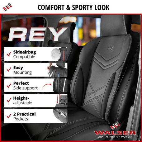 Ülésvédő ECO bőr REY - fekete - WALSER