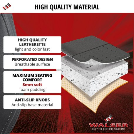 Ülésvédő - ECO bőr, zsebekkel - FERNANDO - fekete - WALSER