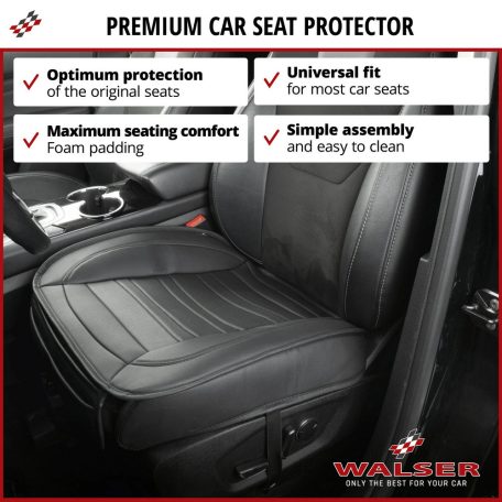 Ülésvédő - ECO bőr, zsebekkel - FERNANDO - fekete - WALSER