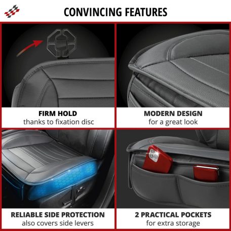 Ülésvédő - ECO bőr, zsebekkel - FERNANDO - fekete - WALSER