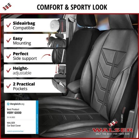 Ülésvédő ECO bőr KIMI - fekete-sárga - WALSER