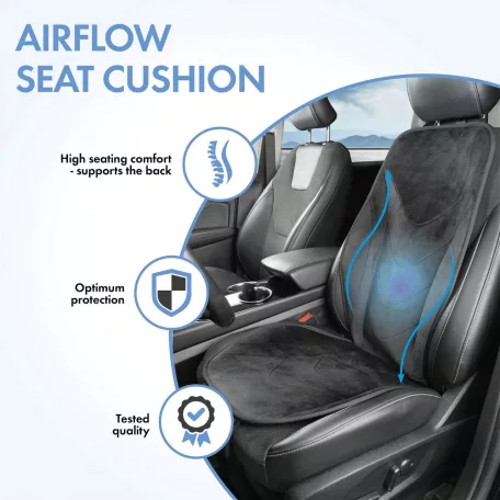 Ülésvédő - ergonomikus - AIR FLOW - fekete - WALSER