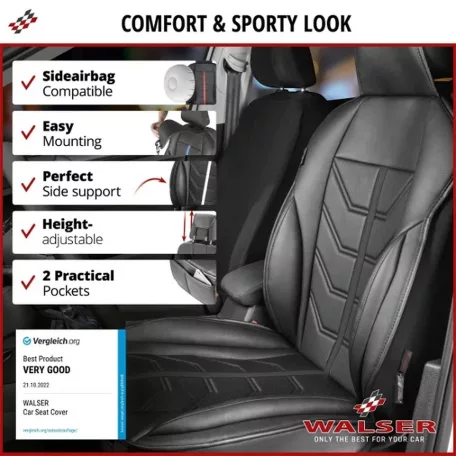 Ülésvédő ECO bőr KIMI - fekete-kék - WALSER