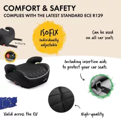   Gyerekülés magasító ISOFIX - ECE R 129 - ANDY - fekete - WALSER