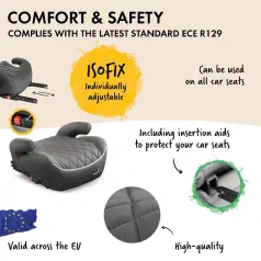   Gyerekülés magasító ISOFIX - ECE R 129 - ANDY - szürke - WALSER