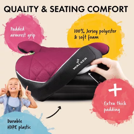 Gyerekülés magasító ISOFIX - ECE R 129 - ANDY - pink - WALSER