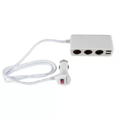   Szivargyújtó elosztó 12-24V 3 aljzat, 2xUSB aljzat Smart-IC - WALSER