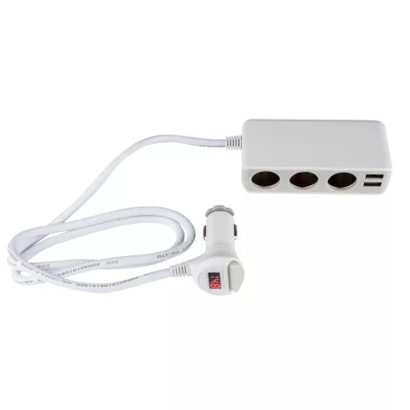 Szivargyújtó elosztó 12-24V 3 aljzat, 2xUSB aljzat Smart-IC - WALSER