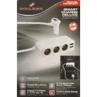 Szivargyújtó elosztó 12-24V 3 aljzat, 2xUSB aljzat Smart-IC - WALSER