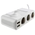 Szivargyújtó elosztó 12-24V 3 aljzat, 2xUSB aljzat Smart-IC - WALSER