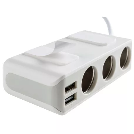 Szivargyújtó elosztó 12-24V 3 aljzat, 2xUSB aljzat Smart-IC - WALSER