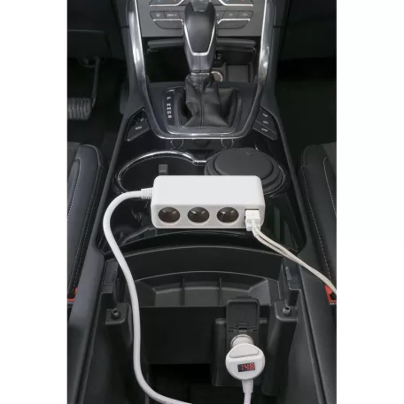 Szivargyújtó elosztó 12-24V 3 aljzat, 2xUSB aljzat Smart-IC - WALSER