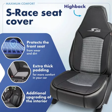 Ülésvédő S-RACE - HIGHBACK SEAT - szürke-fekete - WALSER