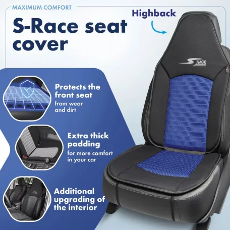 Ülésvédő S-RACE - HIGHBACK SEAT - kék-fekete - WALSER