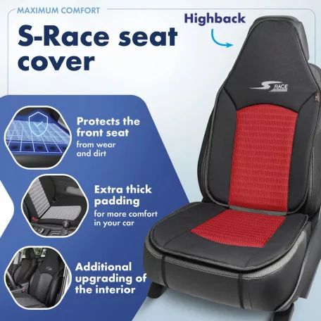 Ülésvédő S-RACE - HIGHBACK SEAT - piros-fekete - WALSER
