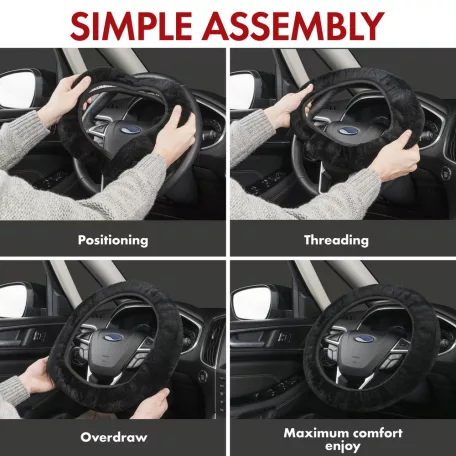 Volánvédő 37-39 cm - báránybőr - fekete - WALSER