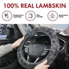 Volánvédő 37-39 cm - báránybőr - antracit - WALSER