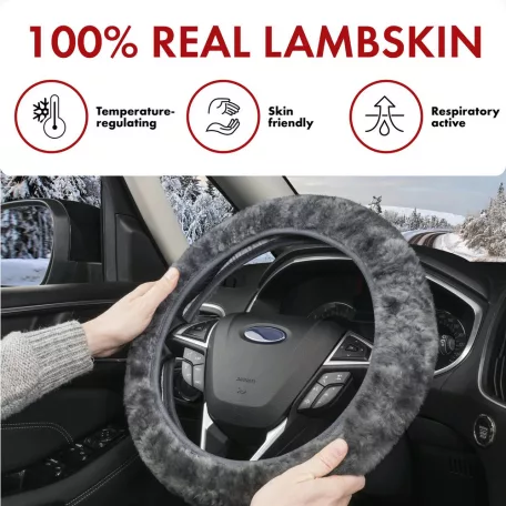 Volánvédő 37-39 cm - báránybőr - antracit - WALSER