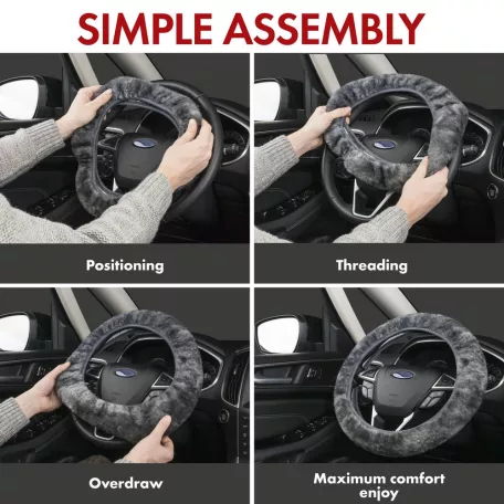 Volánvédő 37-39 cm - báránybőr - antracit - WALSER