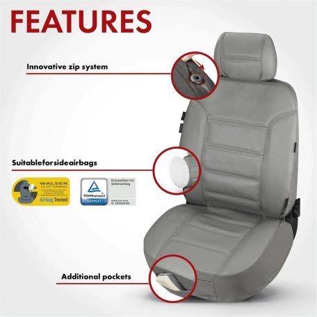 Üléshuzat - bőr - BILLY - szürke - WALSER