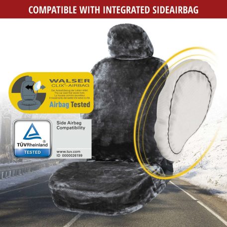 Üléshuzat - bolyhos műszőrme - TEDDY - antracit - WALSER