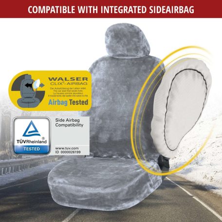 Üléshuzat - bolyhos műszőrme - TEDDY - ezüst - WALSER