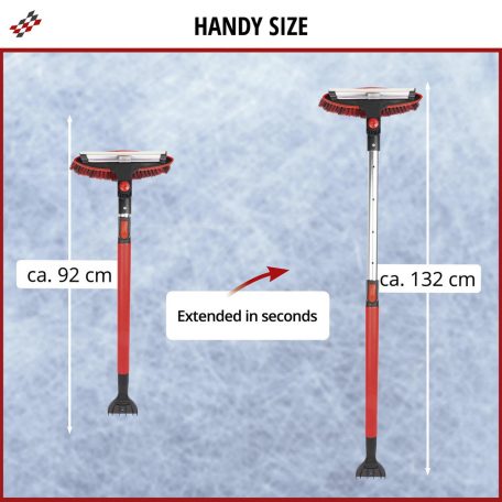 Teleszkópos hókefe jégkaparóval, vízlehúzóval 92-132 cm - piros-fekete - WALSER