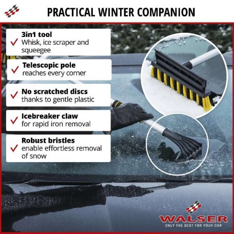 Teleszkópos hókefe jégkaparóval, vízlehúzóval 60-90 cm - ABISKO - WALSER