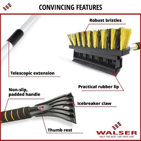Teleszkópos hókefe jégkaparóval, vízlehúzóval 60-90 cm - ABISKO - WALSER