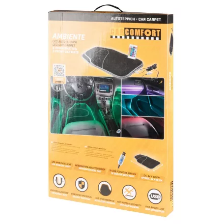 Autó textilszőnyeg pár - LED világítással USB - CarComfort