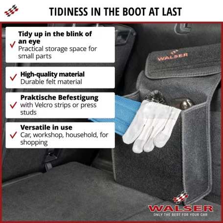 Autós tároló táska - L - fekete - 50x16x21 cm - WALSER