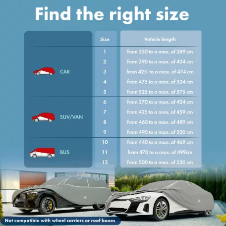 Autótakaró ponyva jégeső ellen - CAR - 2-390-424 - HYBRID + UV PROTECT - WALSER