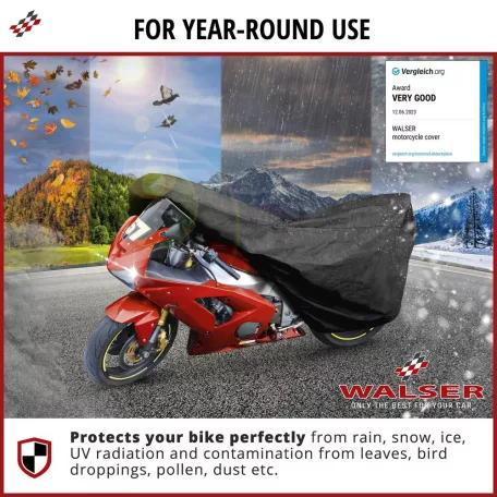 Motortakaró ponyva PREMIUM - SPORT - M méret - 215x95x120 cm fekete - WALSER