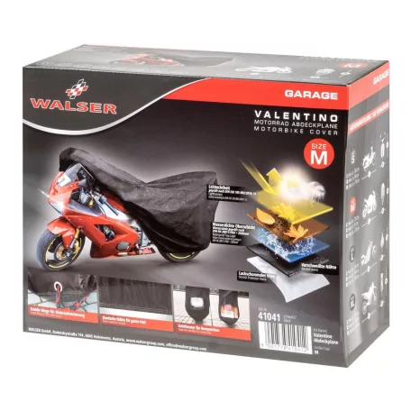 Motortakaró ponyva PREMIUM - SPORT - M méret - 215x95x120 cm fekete - WALSER