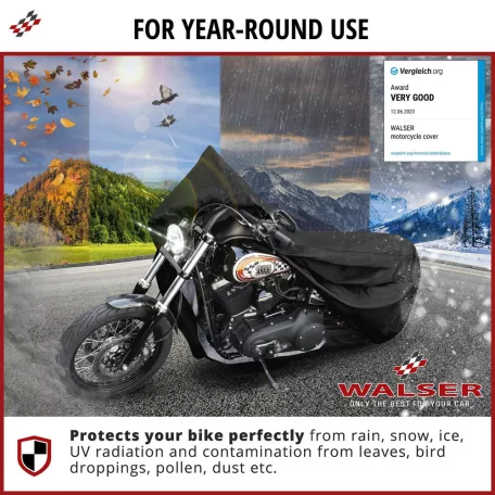 Motortakaró ponyva PREMIUM - CHOPPER - L méret - 250x100x130 cm fekete - WALSER