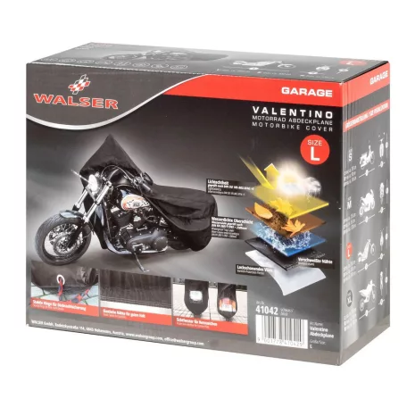 Motortakaró ponyva PREMIUM - CHOPPER - L méret - 250x100x130 cm fekete - WALSER