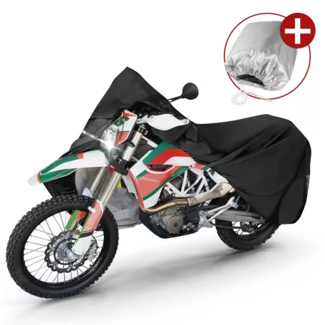 Motortakaró ponyva PREMIUM - ENDURO - XL méret - 255x110x135 cm fekete - WALSER